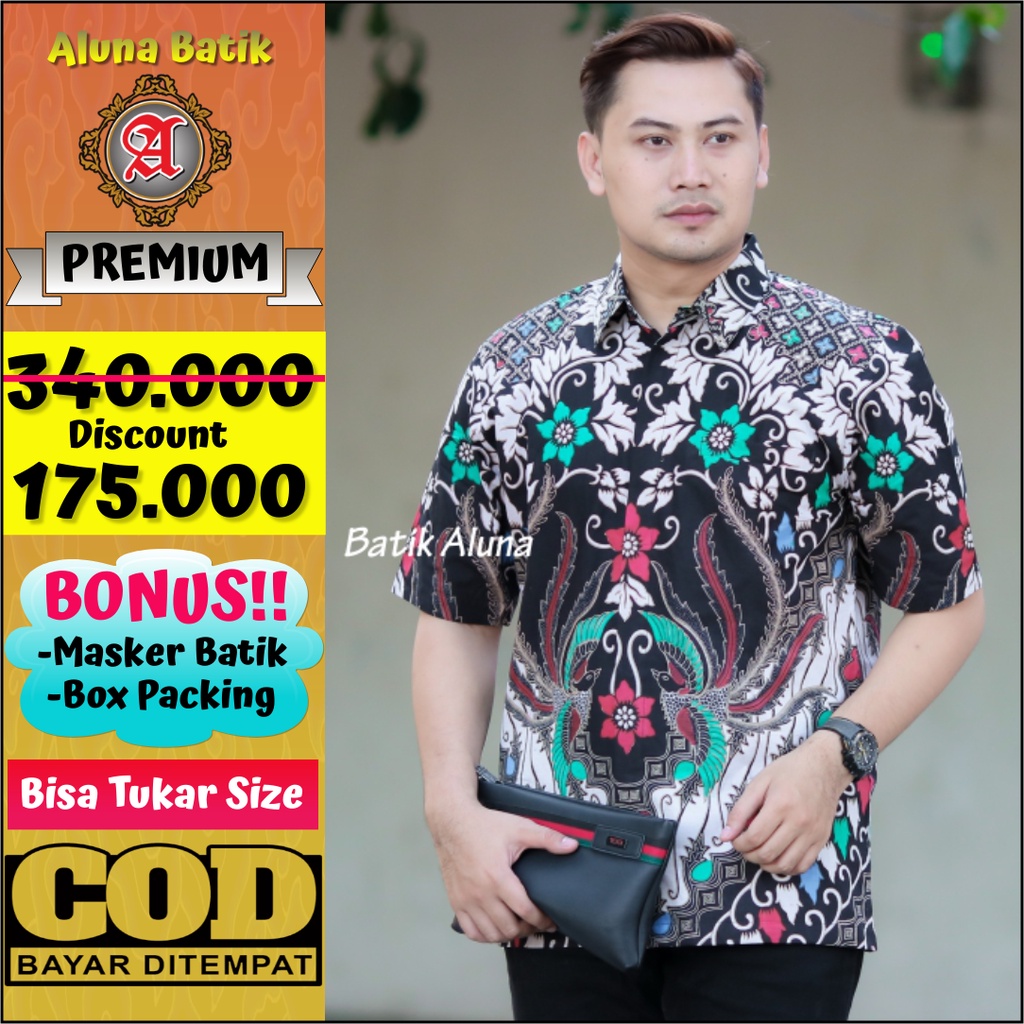 Batik Cowok Lengan Pendek Atasan Baju Batik Pria Premium Lapis Furing Adhem PD 017