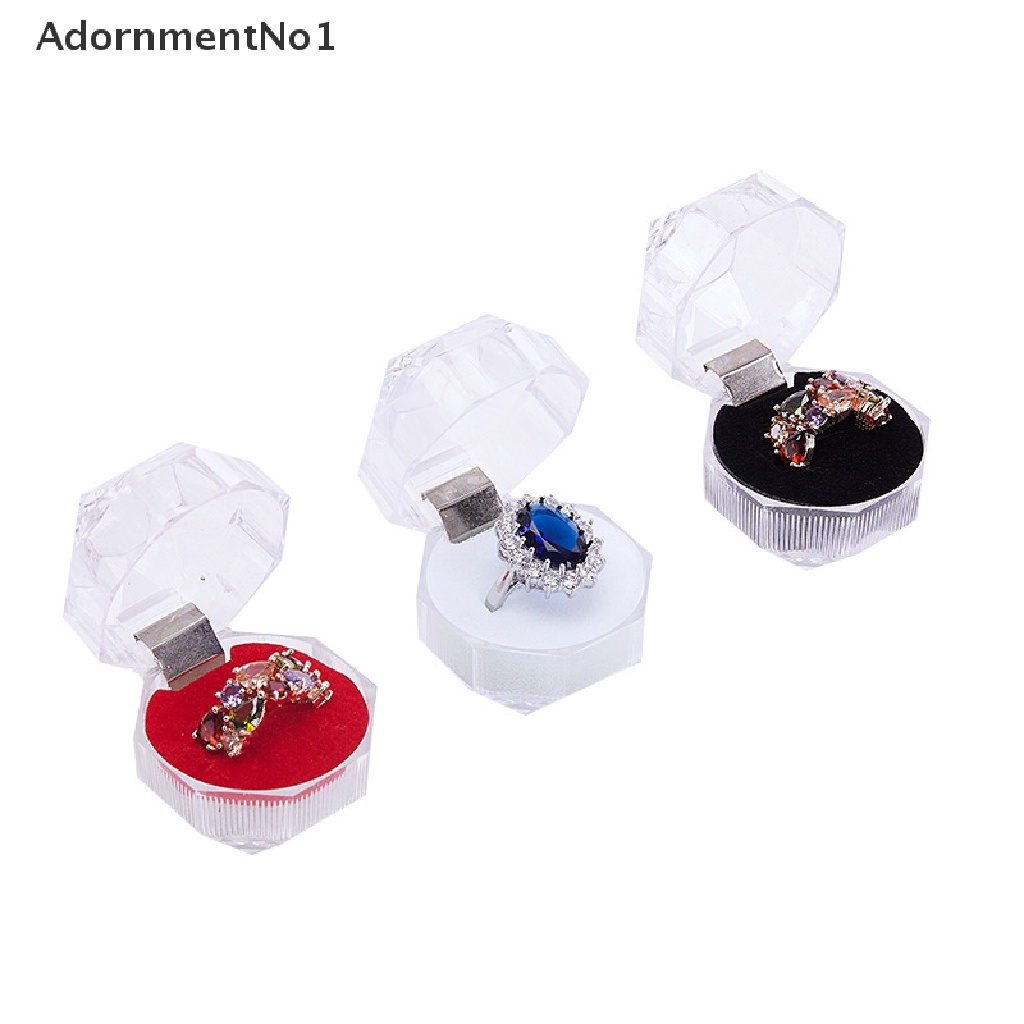 (AdornmentNo1) 10pcs / lot Kotak Perhiasan Cincin Bahan Akrilik Transparan