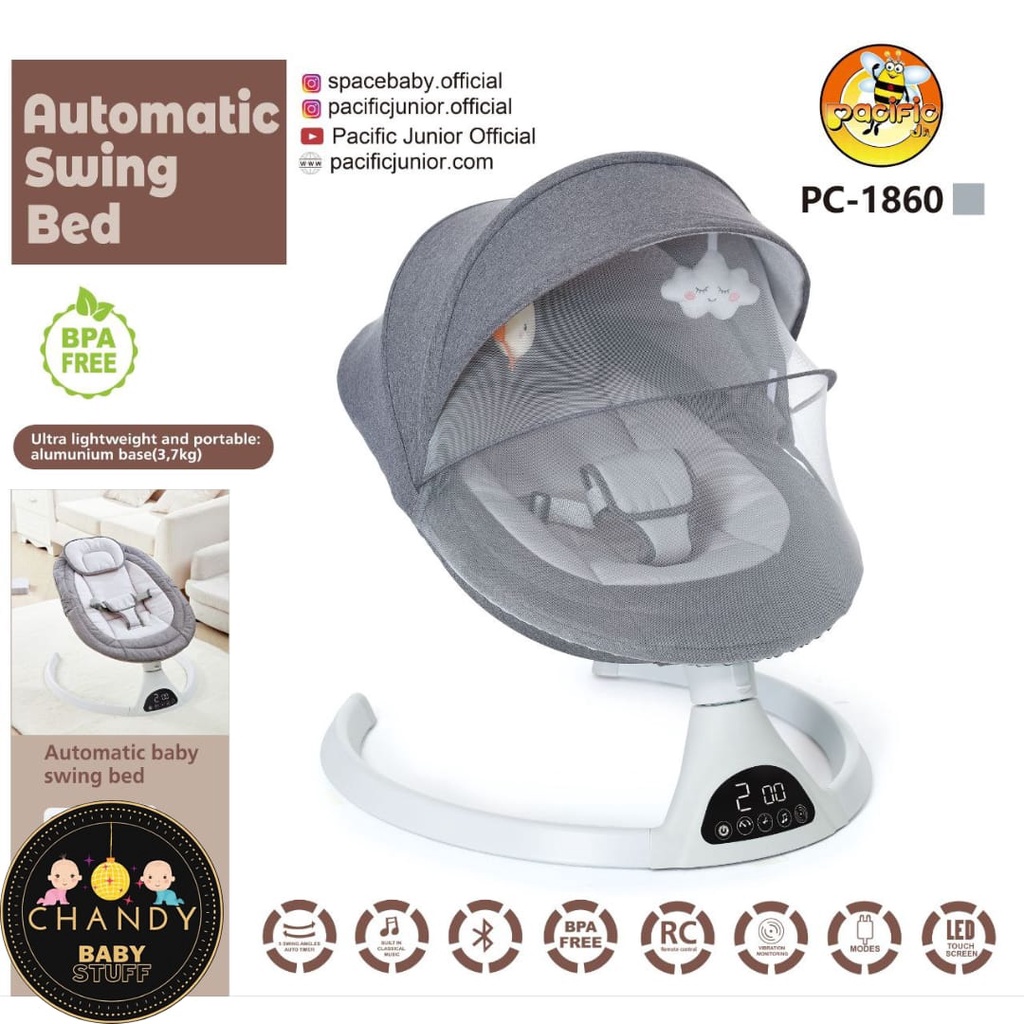 AYUNAN BAYI OTOMATIS BABY SWING BED PACIFIC PC 1860 (MUSIK)