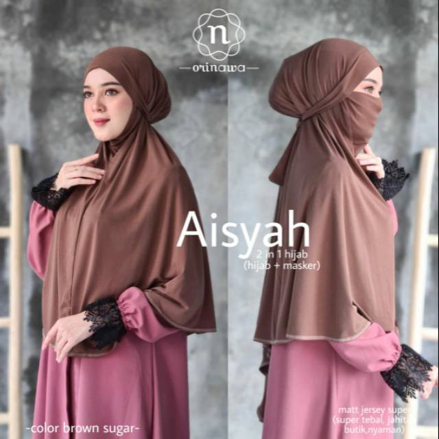 Aisyah 2in1 Hijab Original Nawa / Orinawa Bergo / Jilbab Material Jersey Premium