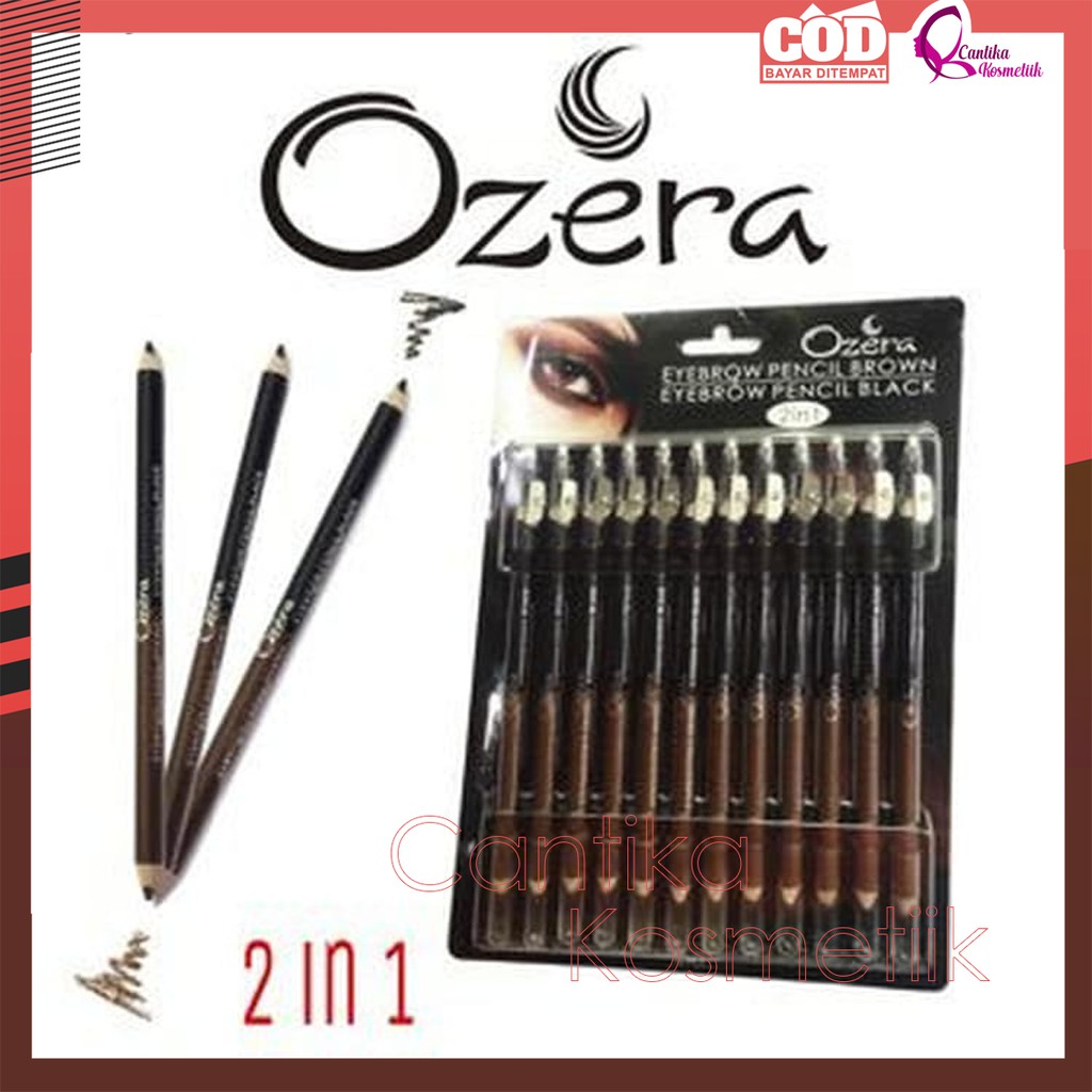 [2in1] OZERA PENSIL ALIS 2 WARNA PRAKTIS HITAM COKLAT / EYEBROW