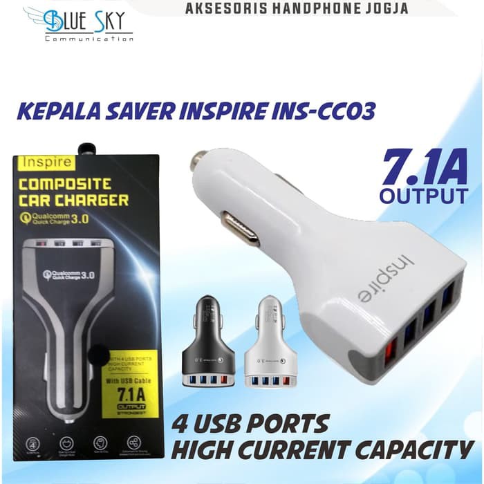 KEPALA SAVER CHARGER MOBIL INSPIRE INS-CC03 4USB FAST CHARGING