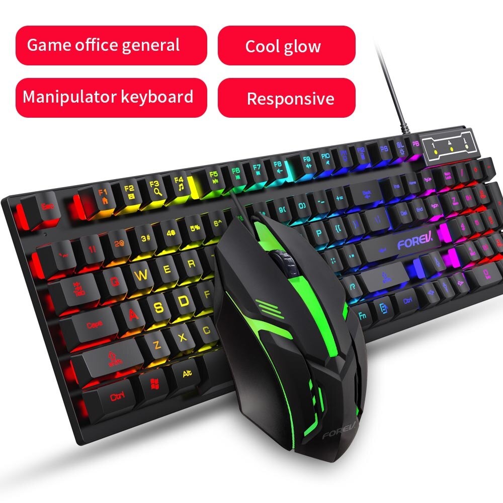 FOREV Gaming Keyboard LED RGB with Mouse 1000DPI - FV-Q305S - Black