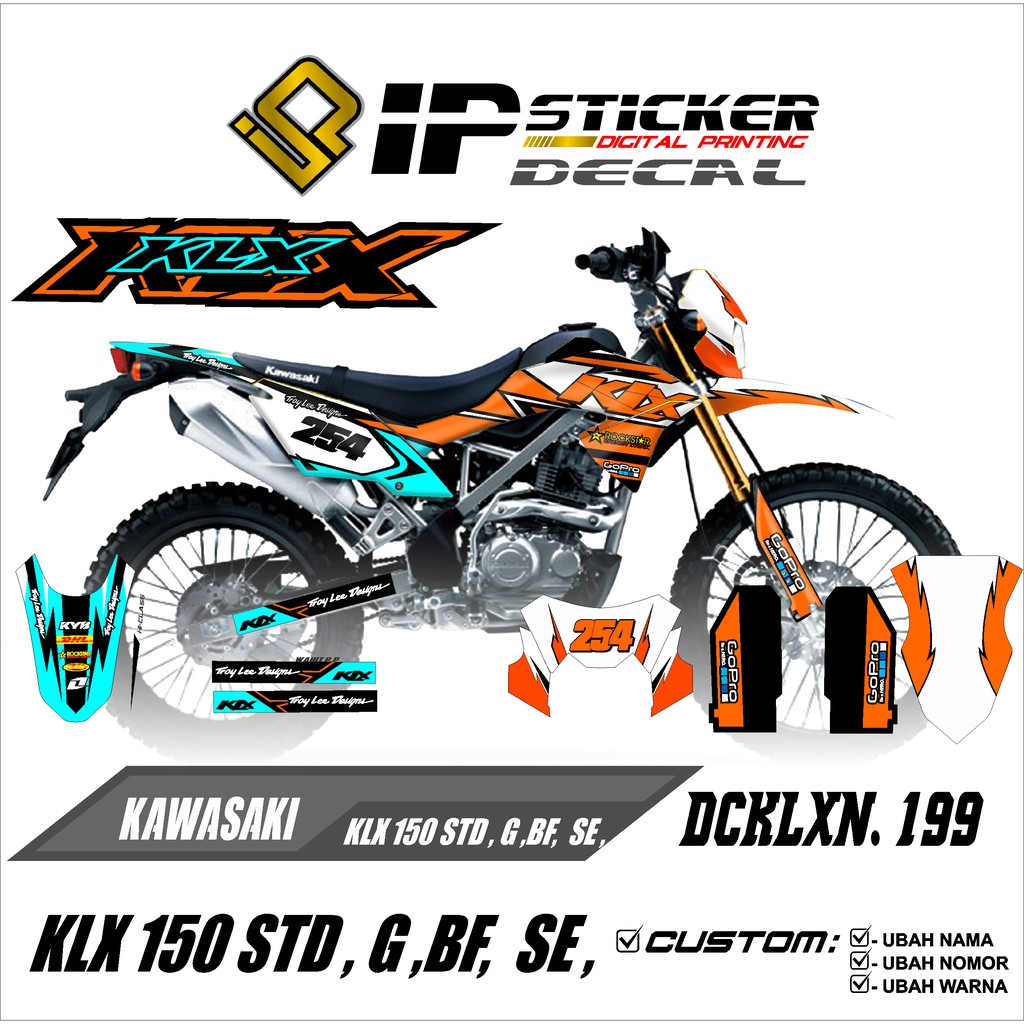 Decal sticker atau full body KLX 150 STD, G, BF, SE desain 199
