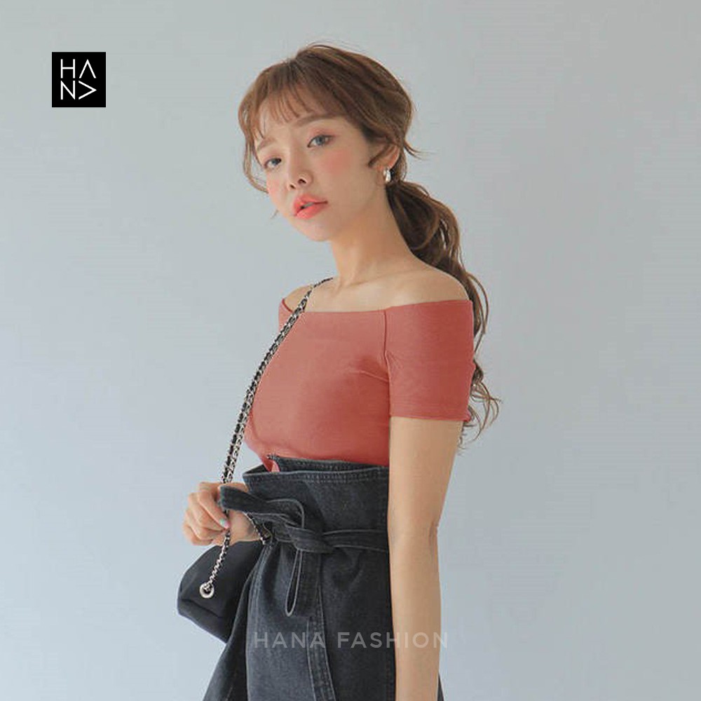 HanaFashion JKT - Kirei Sabrina Crop Top T-Shirt Kaos Pendek Wanita Murah - CT124