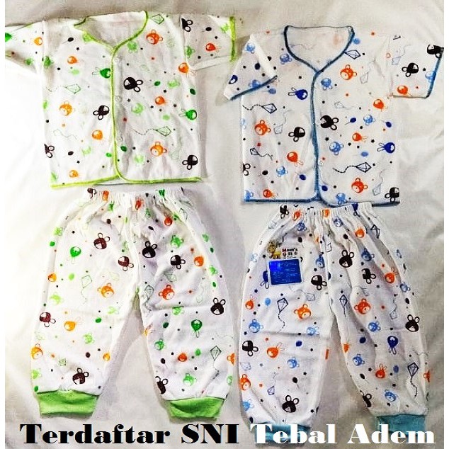 Setelan Baju Celana Bayi New born Terdaftar SNI / Satu Set Pakaian Santai Tidur Baby New Born