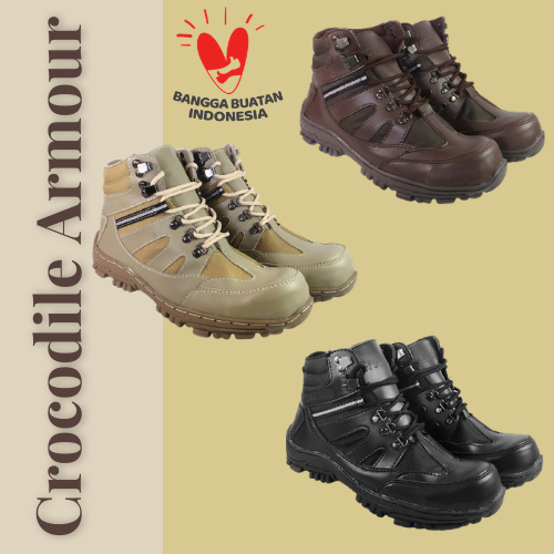 SEPATU SAFETY BOOTS TERMURAH PRIA UJUNG BESI ARMOUR (COD) - Piwpiw.id /Krem/Coklat/Hitam