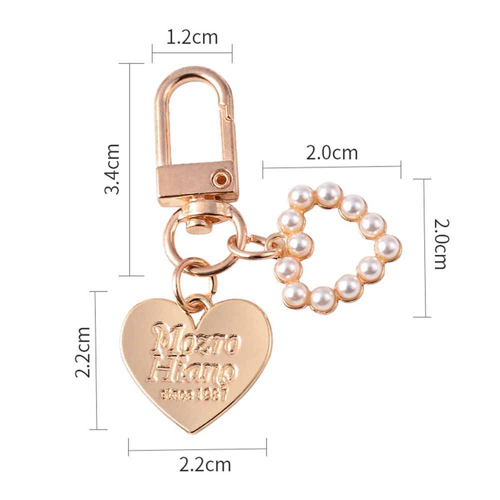 Needway  Love Letter Heart Key Ring Korean Key Accessories Key Chain Pearl Cute Gold Color Fashion Women Girls Shell Conch Bag Charms