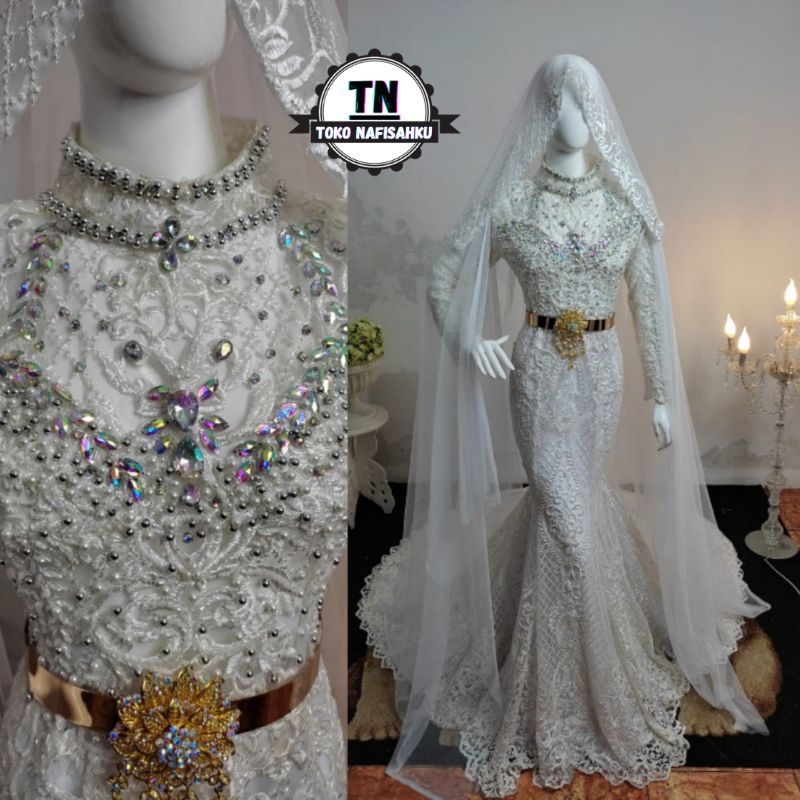 GAUN PENGANTIN PAYET DUYUNG | GAUN PENGANTIN MUSLIM | BAJU PENGANTIN MODERN | BUSANA PENGANTIN