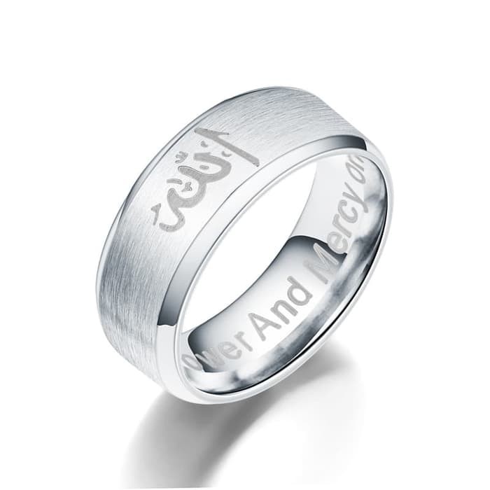 Cincin Islam Lafadz ALLAH Stainless Steel Anti Karat Perak