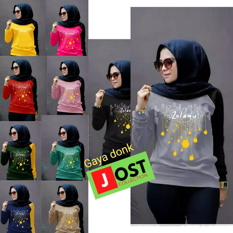 JOST COLLECTION baju CANTIK atasan zlq lampu terbaru-kaos wanita keren  lengan panjang