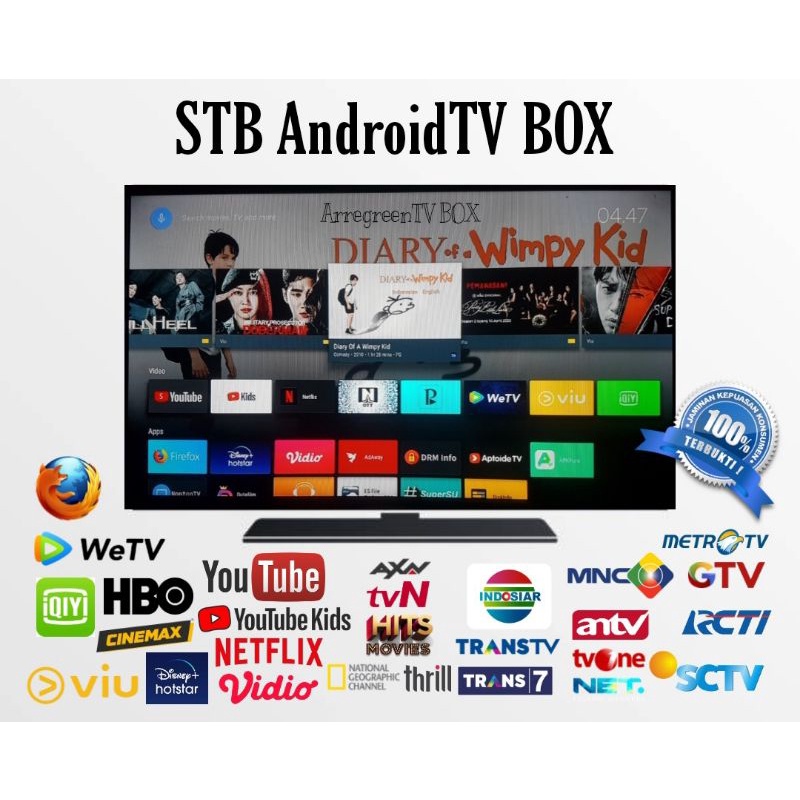 STB android tv box paket fullset full channel