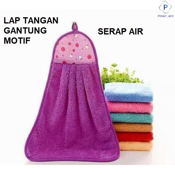 LT02 - Lap Tangan Handuk Polos Kain Lap Gantung Dapur Hand Towel 2 in1