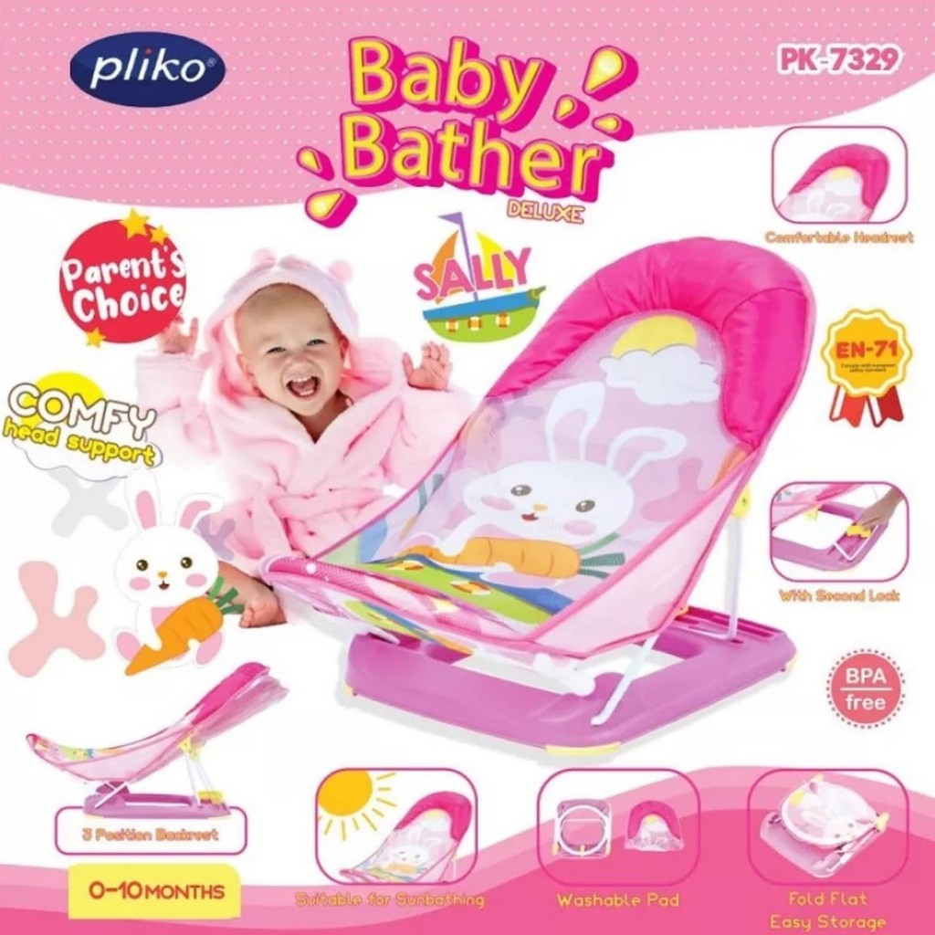 PLIKO Deluxe Baby Bather Mother's Touch- Kursi Mandi Bayi/ Bak Tempat Mandi Bayi + bubble 2k