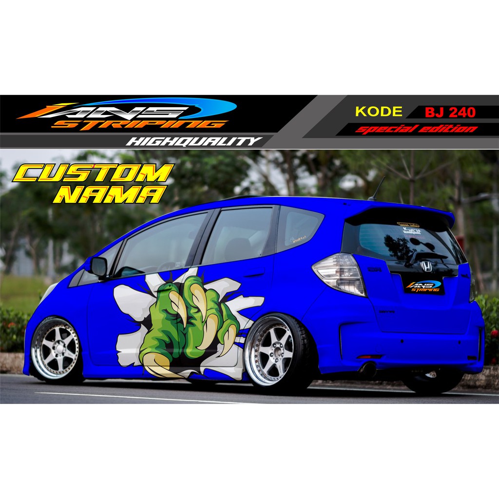 DECAL STICKER MOBIL HONDA JAZZ, BRIO, MOBILIO, AVANZA, AGYA,YARIS / STRIPING MOBIL