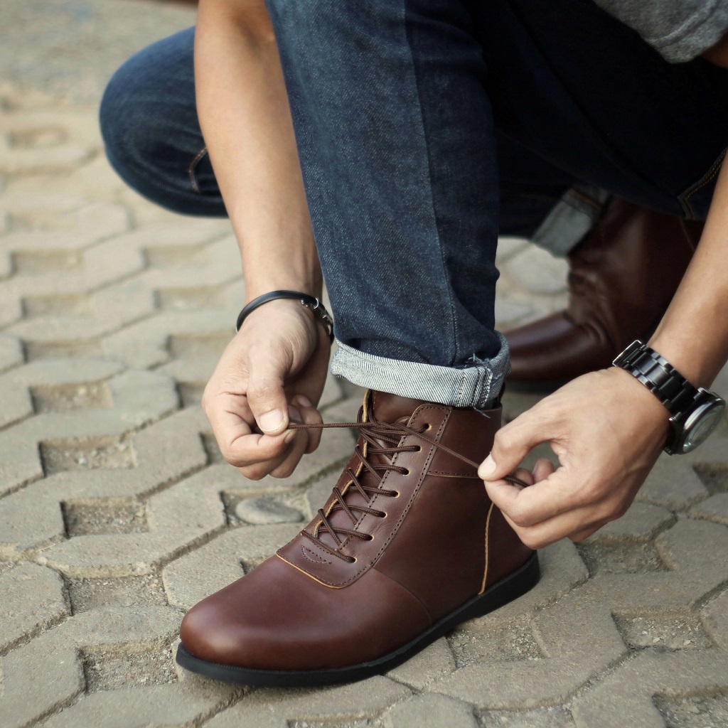 MAINTS BROWN ORIGINAL x REYL MAN Sepatu Kulit Sapi Asli Pria Boots Coklat Tali Casual Semi Formal Vintage Klasik Dewasa Jalan Santai Main Hangout Kuliah Kerja Kantor Classic Boot Genuine Leather Shoes Motor Bikers Touring Footwear Keren Terbaru Kekinian