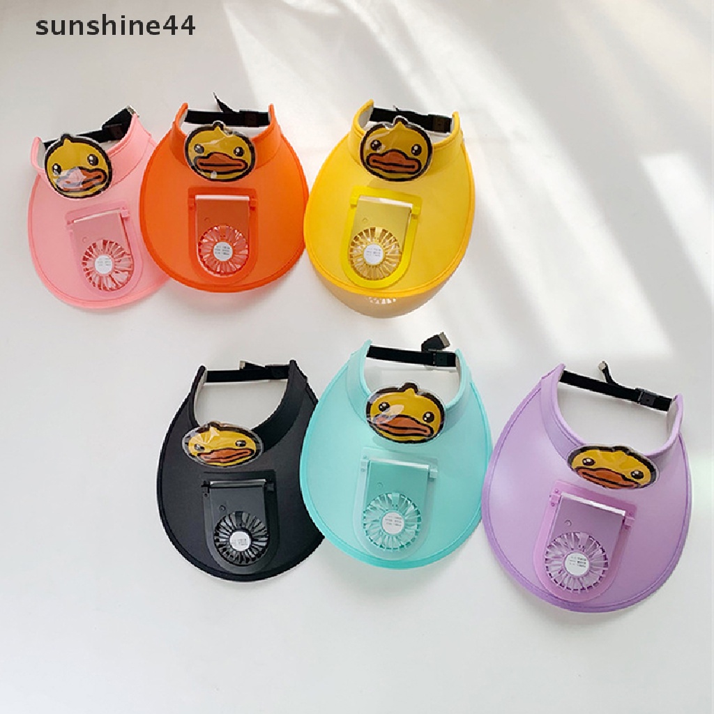 Sunshine Topi Kipas Angin Usb Charging Bahan Breathable Untuk Musim Panas