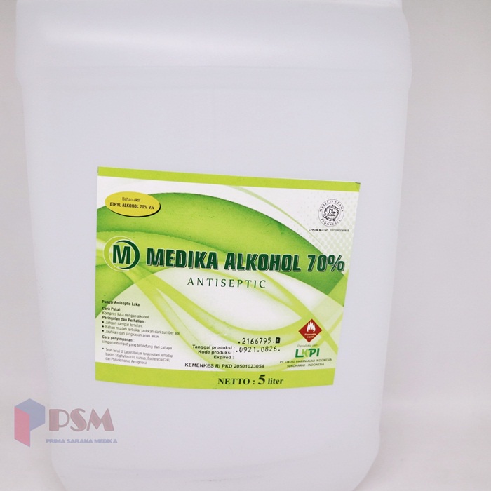 Medika Alkohol 70% 5Liter 5000ml / Alcohol Antiseptik Pembersih Luka