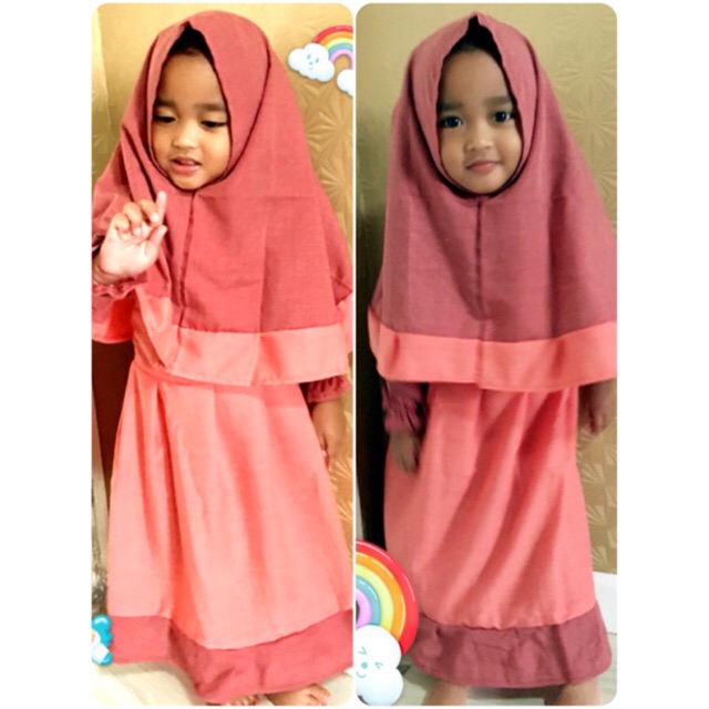 Gamis anak perempuan free jilbab bahan katun supernova 2-4 tahun