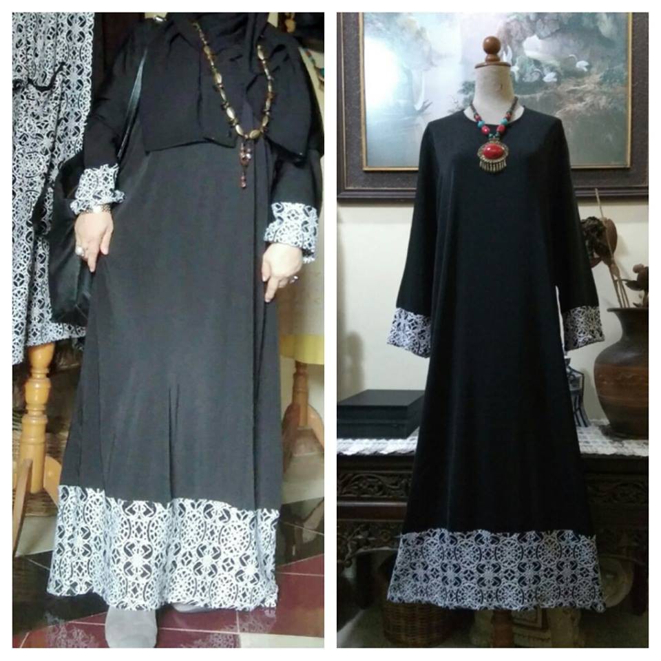 GAMIS Hitam kombinasi brokat