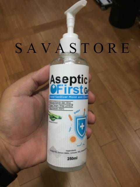 HANDSANITIZER GEL PUMP 250ML ASEPTIC FIRST GEL ANTIBACTERIAL LEMBUT DIKULIT - ECER GROSIR