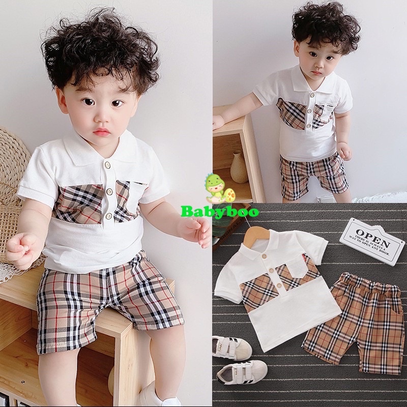 (1-3 tahun) Setelan Anak / Setelan Baju Anak / Setelan Pakaian Anak Motif Garis Coklat