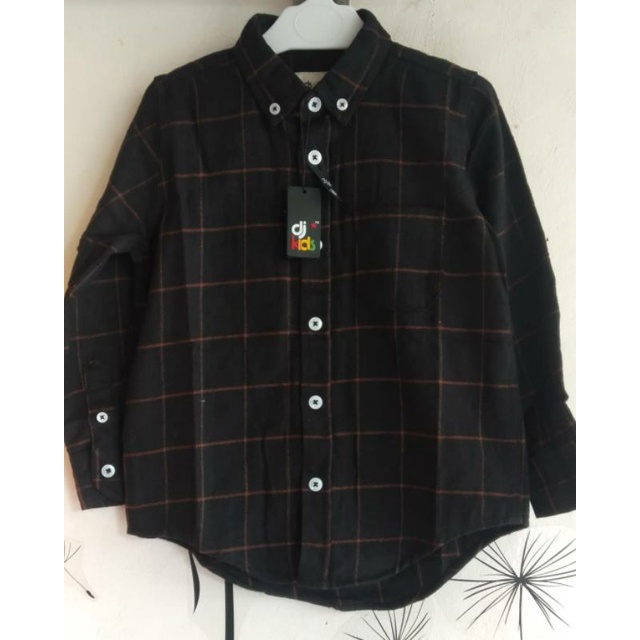 kemeja flanel hitam anak laki / dj kids