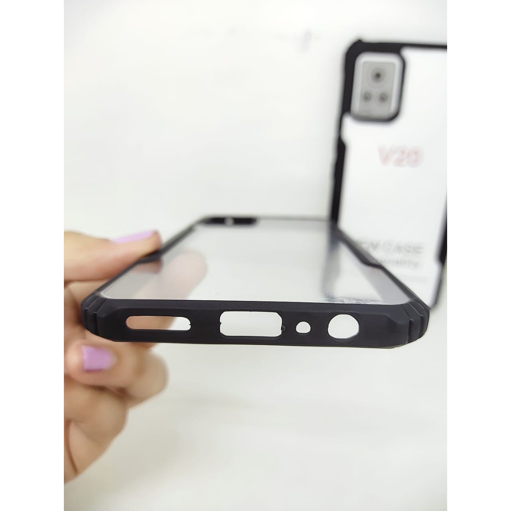 Anti Shocking Vivo V20 6.44 Inch Hardcase Mika List Hitam Acrylic Case