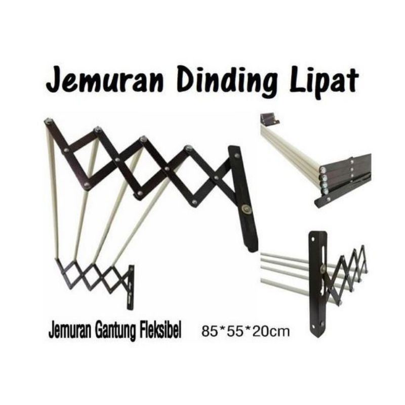 (COD) Jemuran Dinding Lipat Stainless Anti Karat / Jemuran Tarik / Jemuran Baju