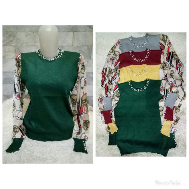 promo fhasion wanita--atasan rajut renda mutiara premium import/termurah/terbaru