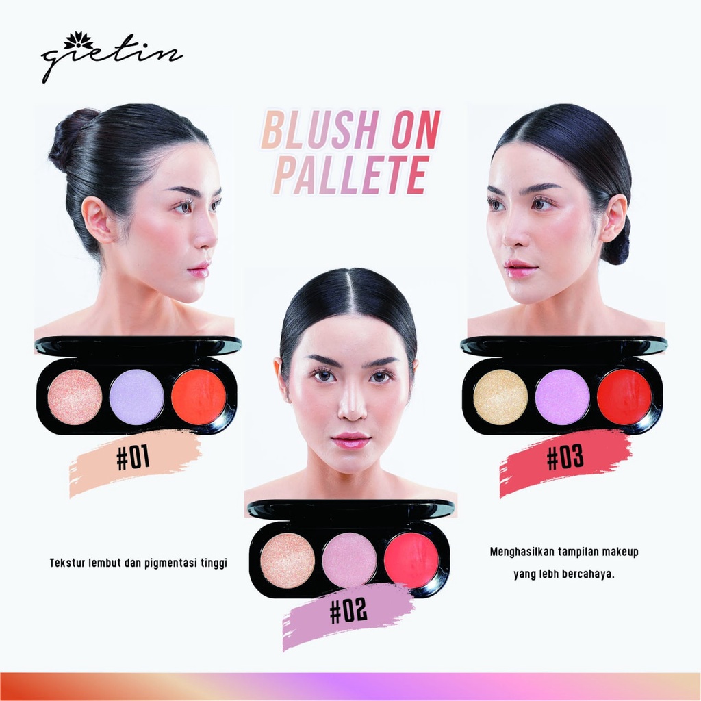 LF - Gietin 3 Colors Dazzling Blush On And Highlighter Pallete Face Highlighter Powder GT07