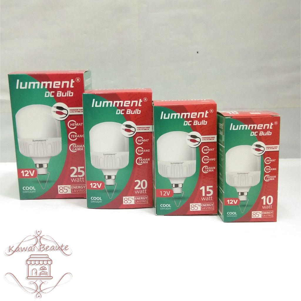 Lumment LED DC+Jepit Aki 12V Bulb Varian 10w , 15w , 20w , 25w Aki Solar Cell Panel Surya DC 12Volt K