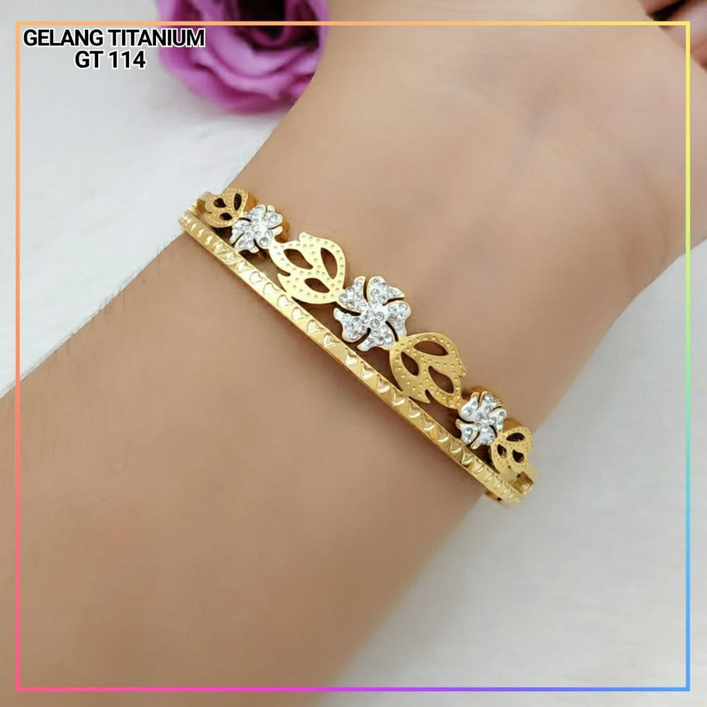 Gelang titanium/stainless steel Gelang Daun Jalar Bangkok Perhiasan Anti Karat GT 114