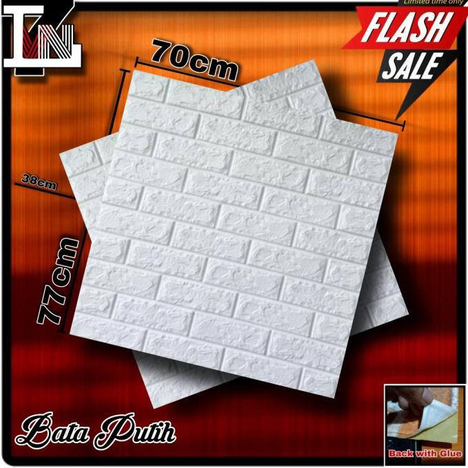 Wallpaper 3D Foam Brick Wall Sticker Bata Putih Tebal - Putih 3Mm, Terlaris