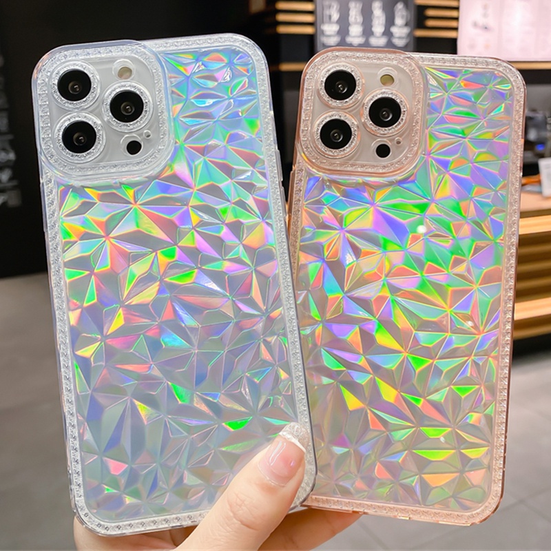 Soft Case Silikon Transparan Motif Laser 3D Untuk iPhone 14 Pro Max 13 Pro Max 12 MiNi 11 X XS XR 7 8 Plus 6S