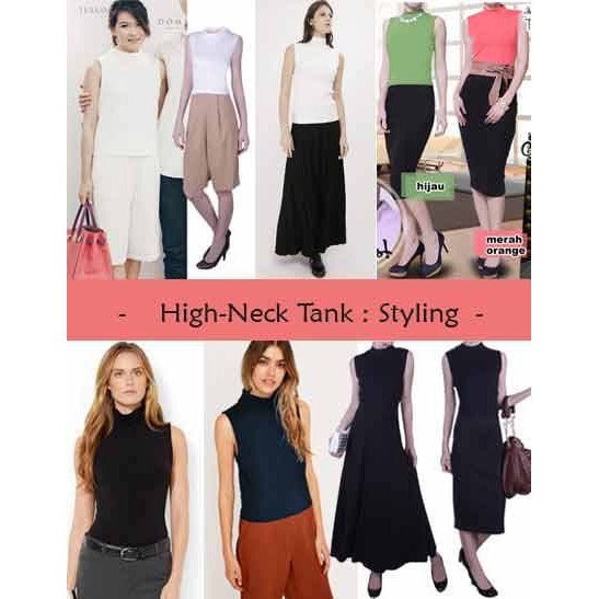 High Neck Tank, Sedia Size L & Xl, Atasan Kaos Kerah Tinggi Ck9200