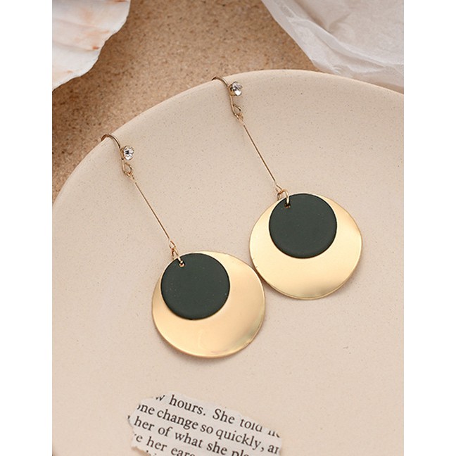 LRC Anting Tusuk Fashion Disc Frosted Long Geometric Alloy Earrings K00744