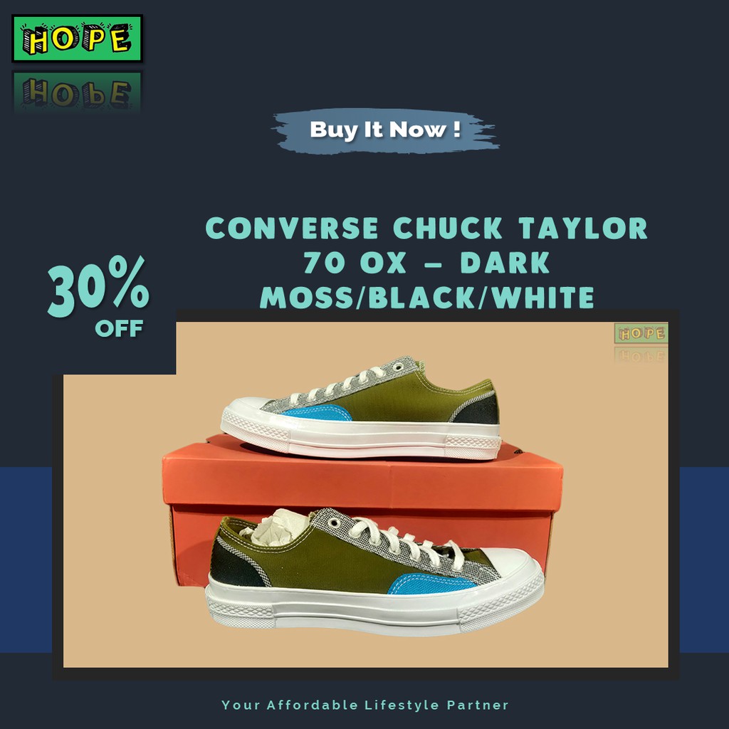 Original BNIB Converse Chuck 70 Ox - Dark Moss/Black/White