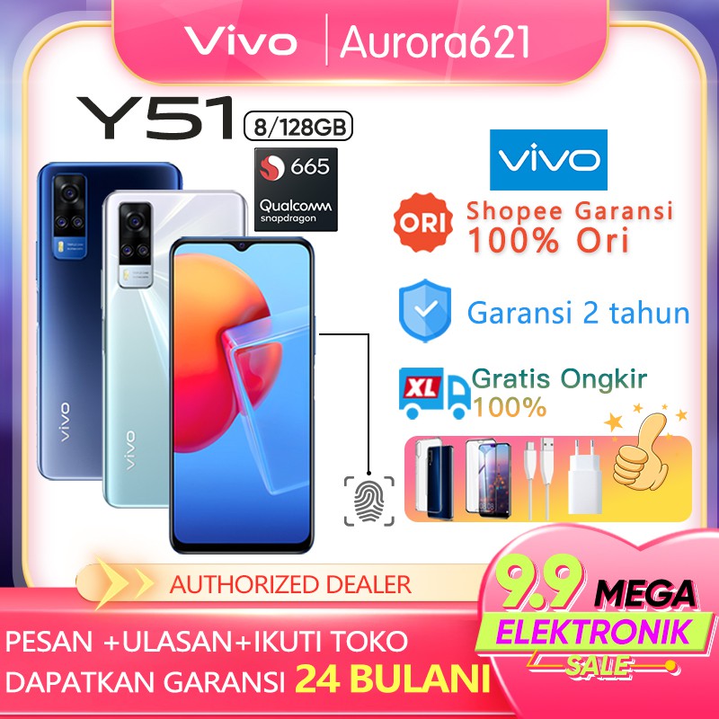 Vivo Y51A/Y51 2021 RAM 8GB ROM 128GB 8/128Gb Garansi Resmi Original