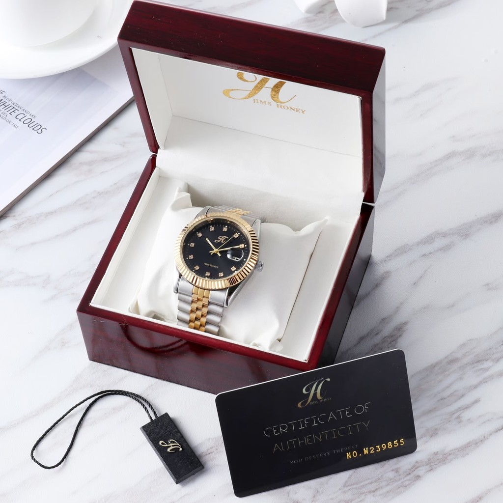 Jimshoney Watch 8045 - Jam Tangan Pria Wanita (Include Box Kayu) Import Original Fashion Trendy