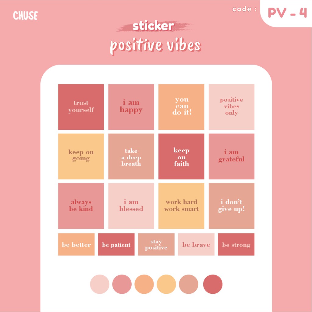 

CHUSE Sticker "Positive Vibes" (PV-4) Pink color