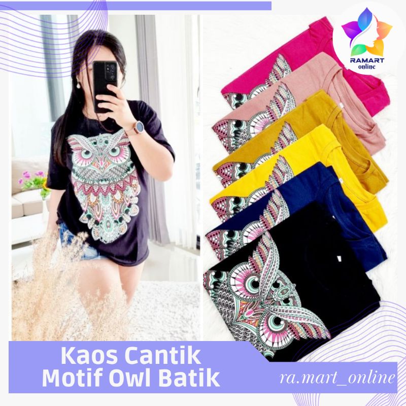 KAOS WANITA KATUN PREMIUM OWL BATIK