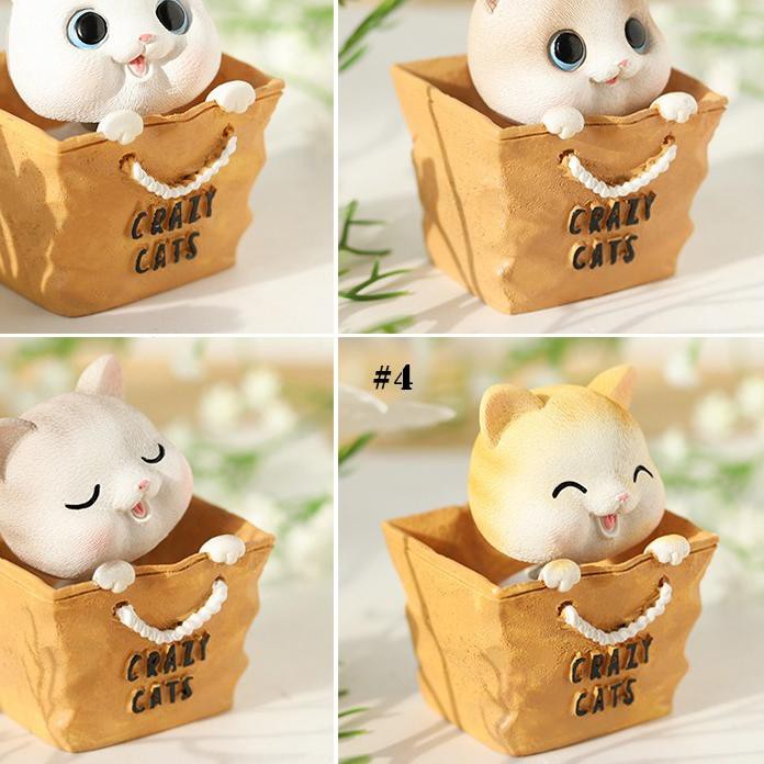 ➾ Pajangan Dashboard Mobil Kucing Lucu / Dekorasi Aksesoris Bobble Head Cute Crazy Cat Kepala Goyang