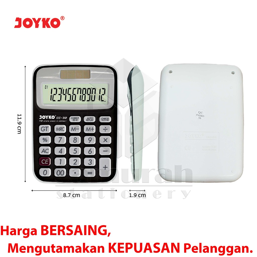 

HJK Kalkulator Meja Joyko CC 32 / Mesin Hitung CC-32 / Calculator 12 Digit / Check Correct / Big