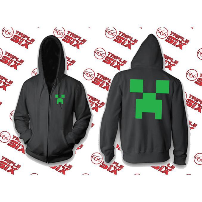 Jaket Hoodie Minecraft Creeper Logo Gamer Jacket Distro Pria Sweater Laki Wanita Fleece Polos Murah