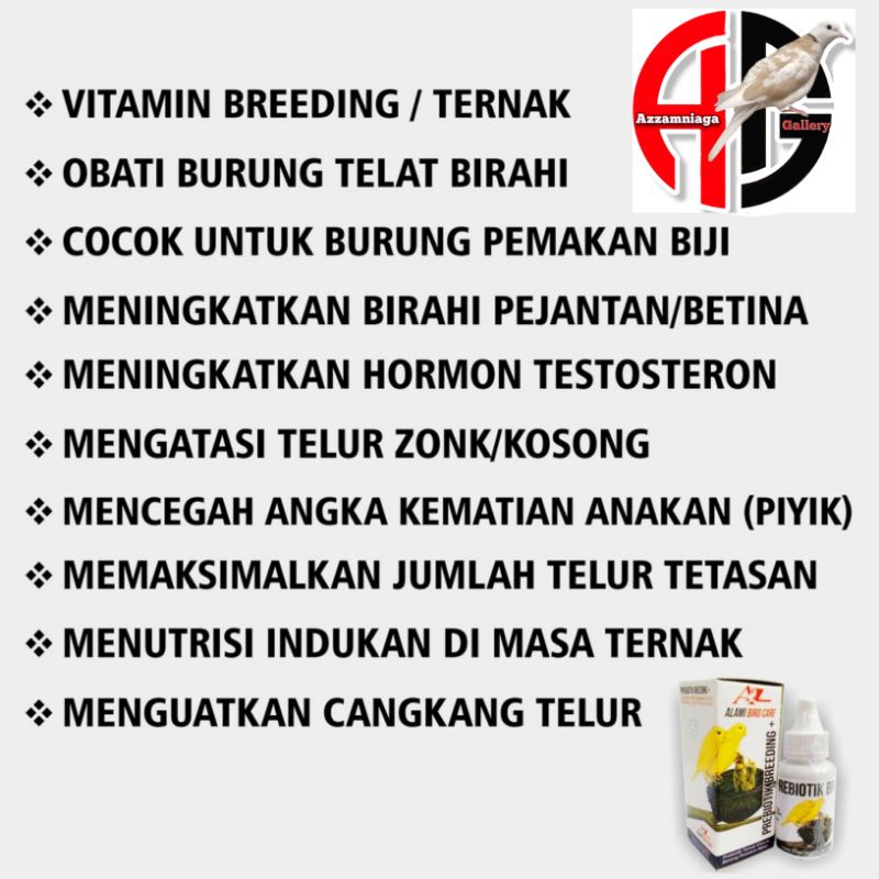 VITAMIN OBAT TERNAK BURUNG PEMAKAN BIJI LOVEBIRD KENARI PREBIOTIK BREEDING