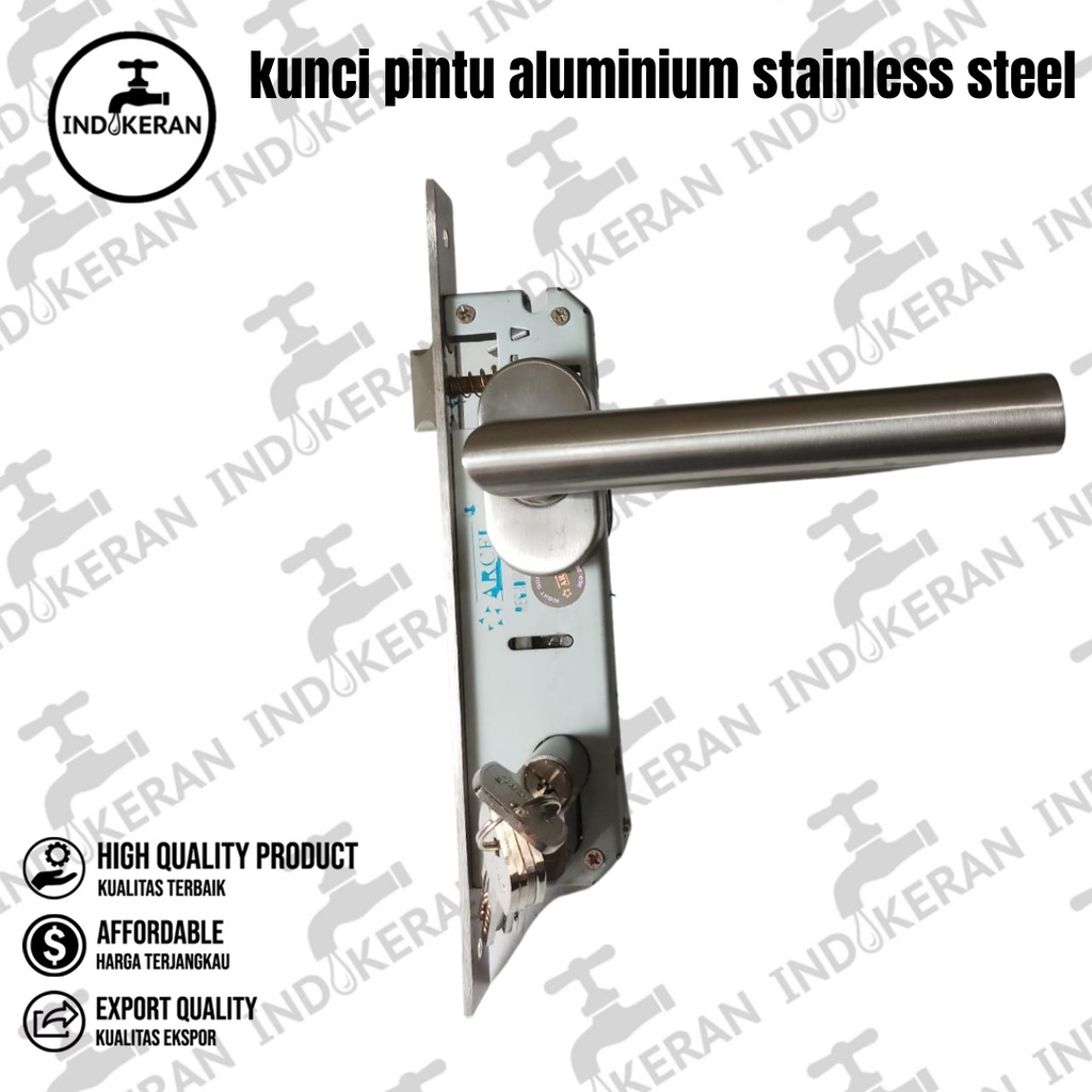 INDOKERAN - Kunci Pintu Aluminium 5 Anak Kunci Stainless Steel - Full Set