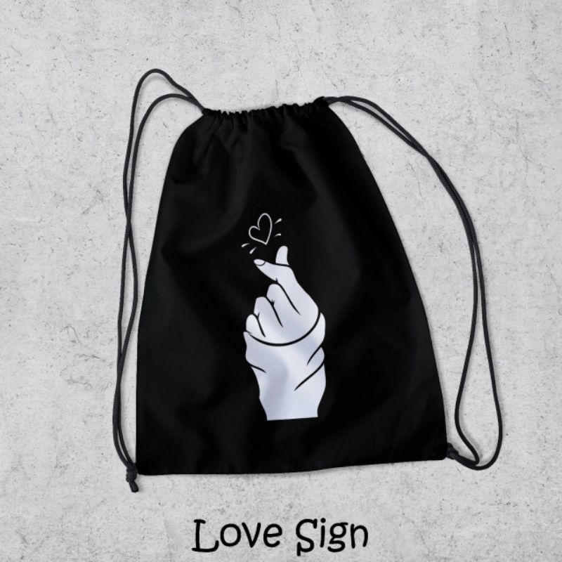 Tas Serut Waterproof - New String Bag Love Sign