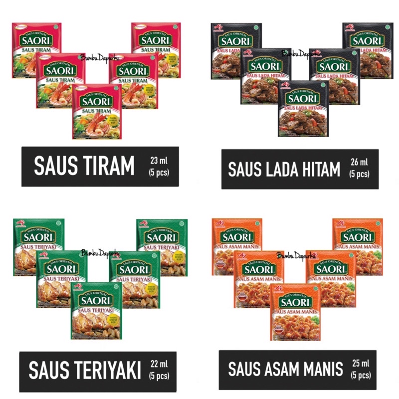 (5 sachet) Saus Oriental SAORI (Asam Manis, Mentega, Lada Hitam, Teriyaki, Saus Tiram)