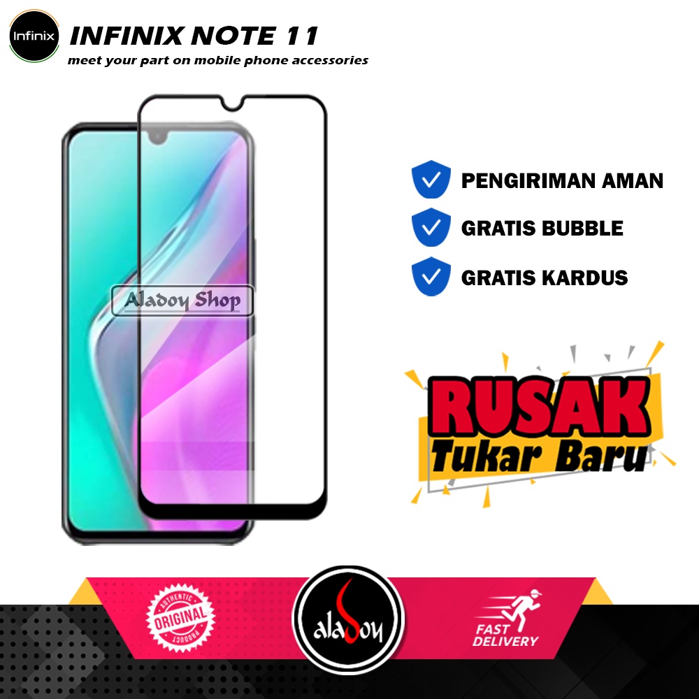 Case Infinix Note 11 Armor Fushion Transparent Casing + Tempered Glass Full Layar dan Skin Carbon